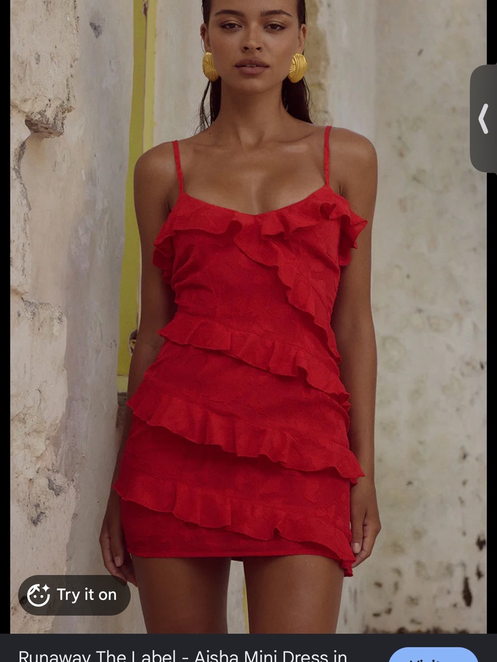 Aisha Ruffle Mini Dress in Red